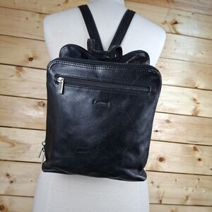 Genuine Leather Flat Backpack Convertible Slig Bag Purse